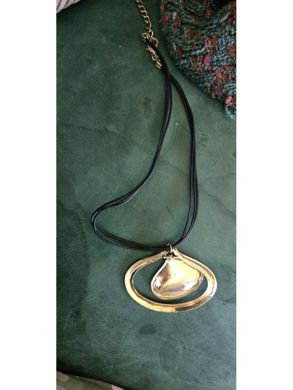 Unbranded Necklace Gold Tone Pendant Black Cord 20"